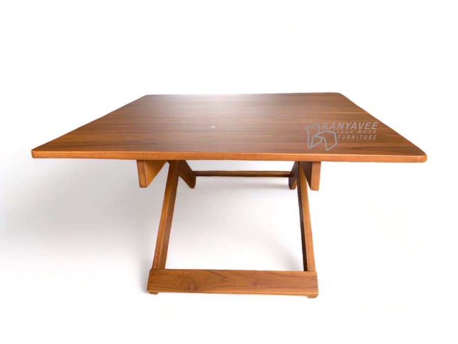 โต๊ะพับญี่ปุ่นไม้สัก สีสักทอง