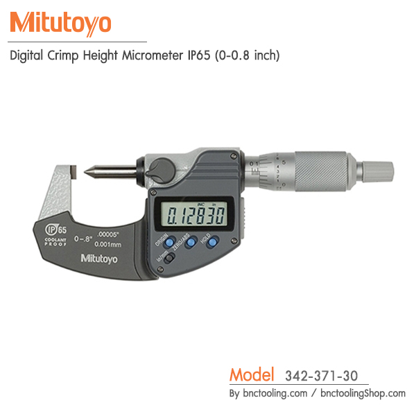 Mitutoyo,Digital Crimp Height Micrometer IP65 (0-0.8 inch),342-371-30