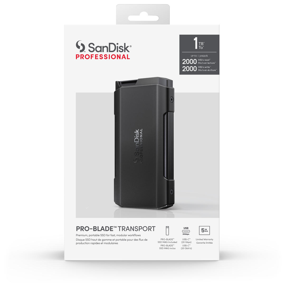 SanDisk Professional PRO-Blade Transport 0TB 1TB 2TB 4TB - Portable and Modular NVMe SSD, Up to 2000MB/s, USB-C, USB 3.2 gen 2x2, Solid State Drive - (SDPM2NB)