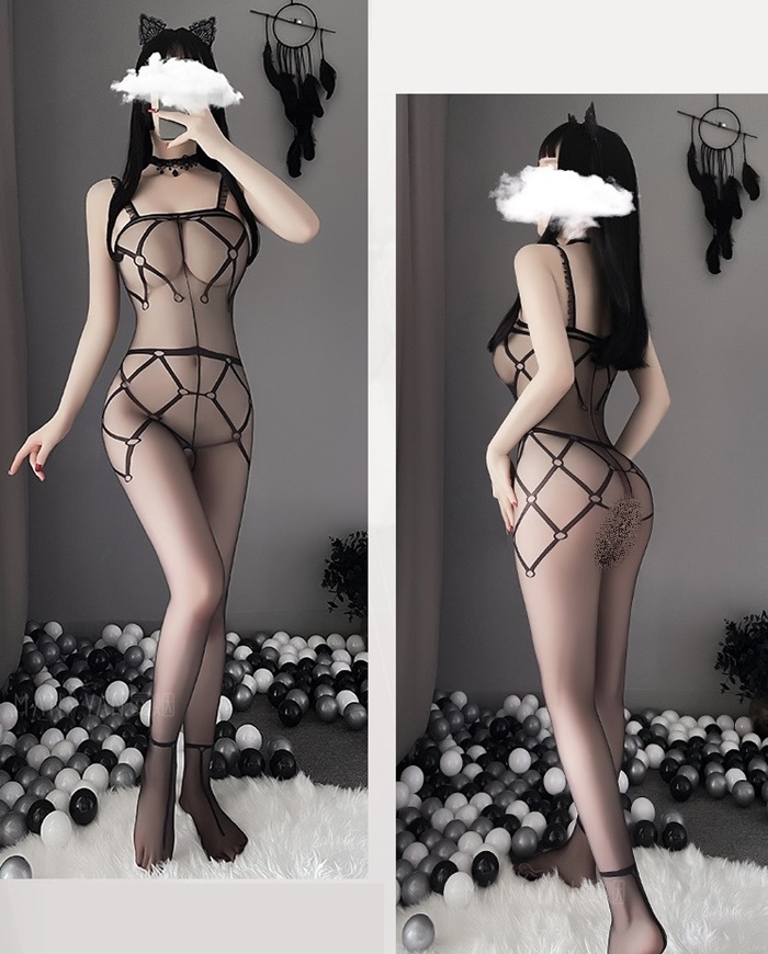 K065 ชุดถุงน่องเปิดเป้าเต็มตัว ชุดบอดี้สต๊อกกิ้งเนื้อถุงน่องใส่เต็มตัวมาในแบบสายเดี่ยวเกาะอก ตัวชุดเป็นลายสวยๆช่วงล่างเป็นแบบเปิดเป้าตามรูปถ่ายสินค้าจริง