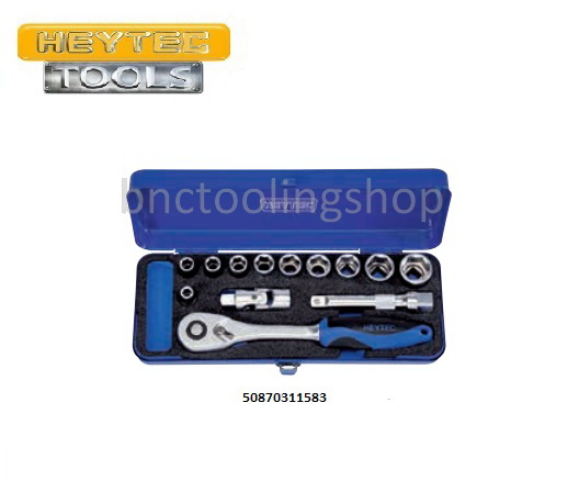 ลูกบ๊อกชุดพร้อมด้ามรู 1/2" x 6เหลี่ยม 13ชิ้น ,Socket Set 1/2" 13pcs,HEYTEC,50870311583