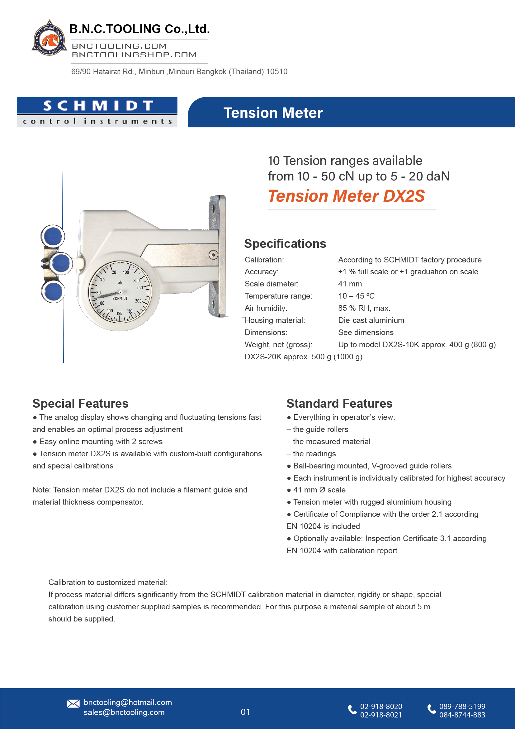 SCHMIDT,10 Tension ranges available from 10 - 50 cN up to 5 - 20 daN,DX2S
