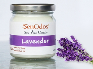 SenOdos เทียนหอม อโรม่า เทียนหอมสปา Lavender Scented Soy Candle Aroma 190 g. -กลิ่นลาเวนเดอร์