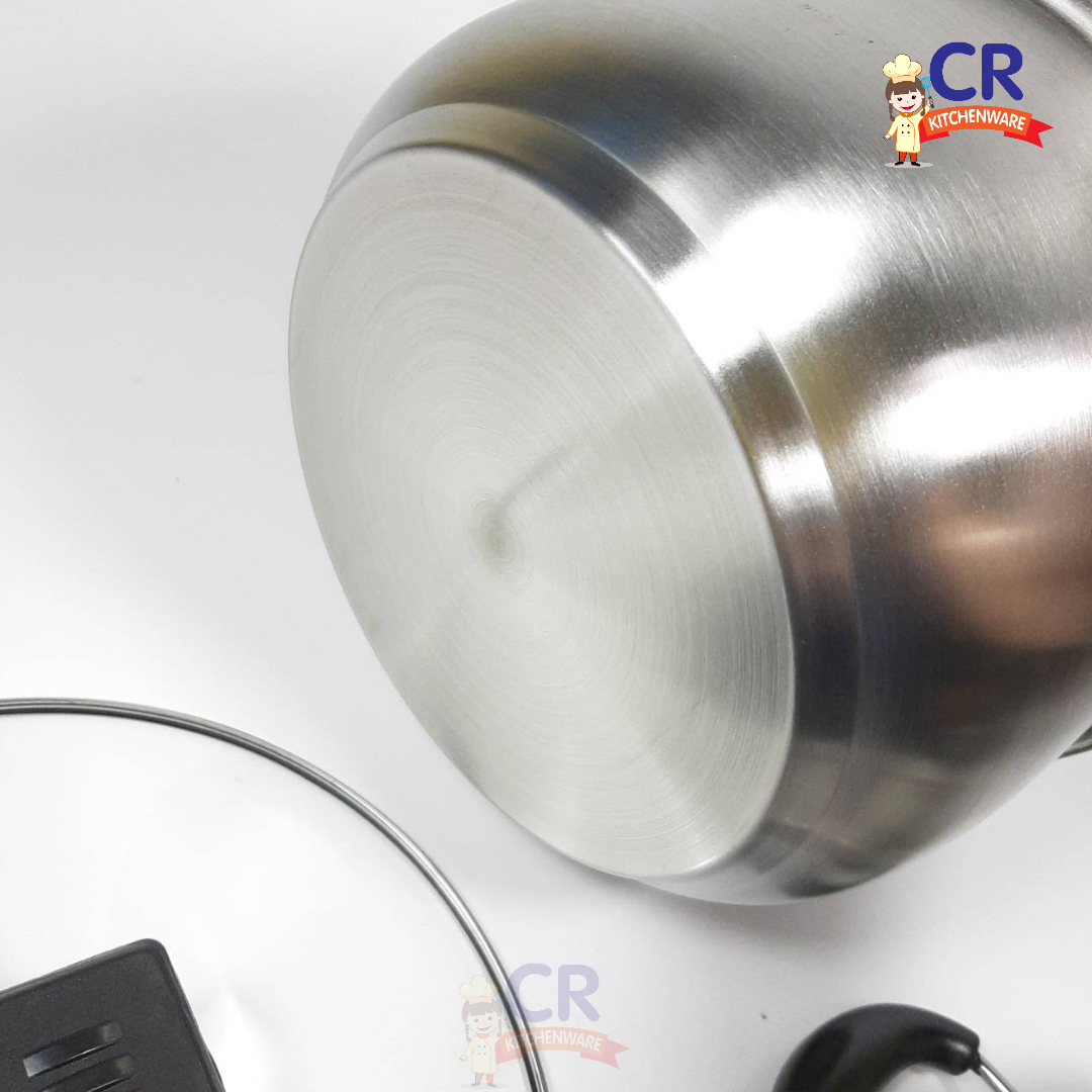 หม้อนึ่งสแตนเลส พร้อมที่สไลด์ผัก ขนาด 22 ซม. ฝาแก้ว