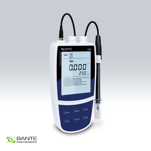 Bante530 Portable Conductivity/TDS Meter, Portable Conductivity TDS tester, METER Analyzer USB ATC selectable TDS conversion factor 5 pointsCAL