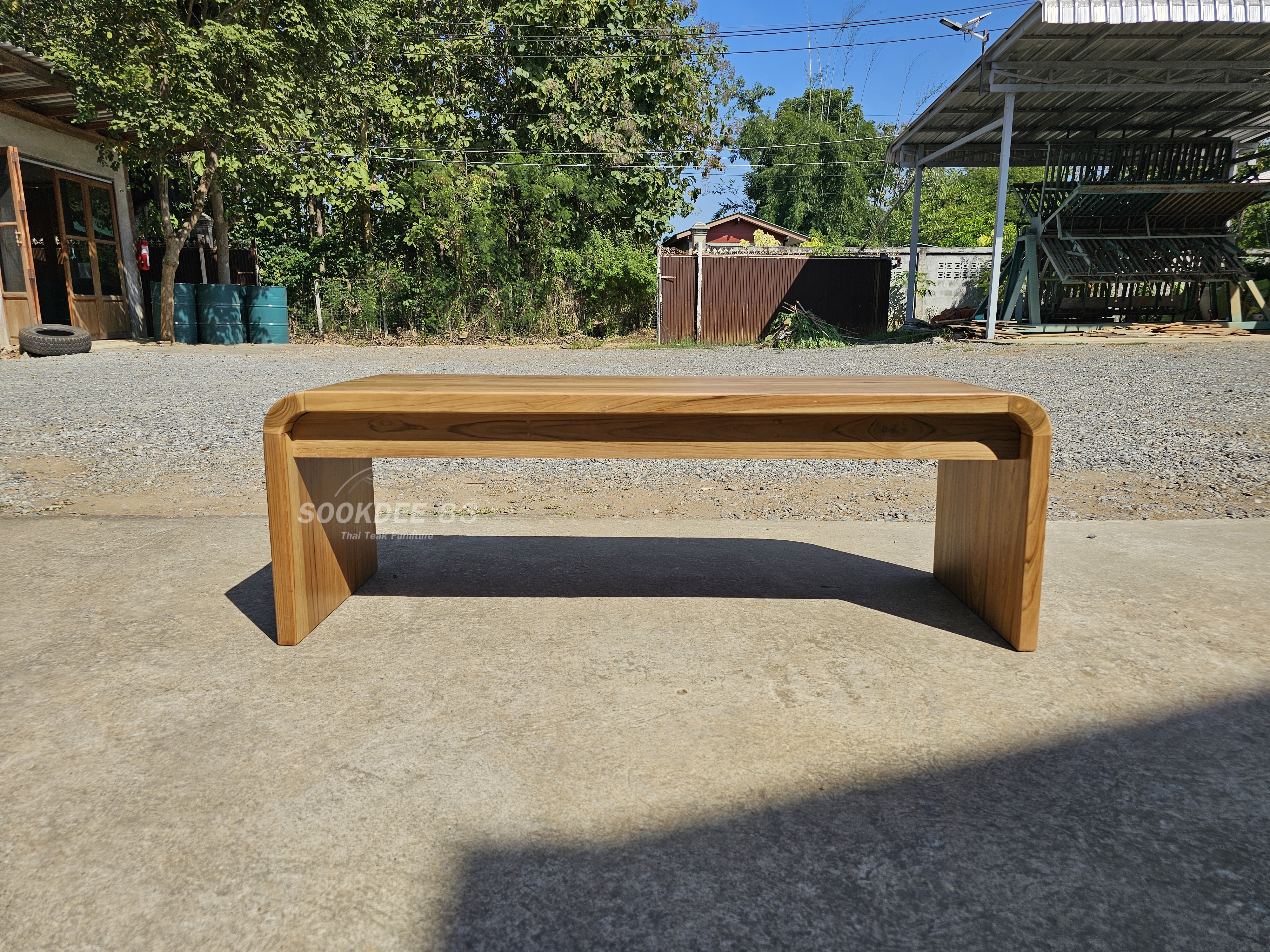 ม้านั่งมุมโค้ง 1.5 ม. (สีสัก)