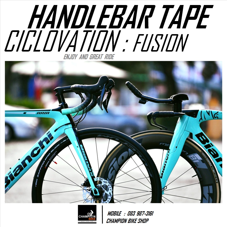 ผ้าพันแฮนด์เสือหมอบ CICLOVATION : FUSION SERIES HANDLEBAR TAPE สีดำด้าน-เขียวมินต์ (เขียวเซเลเต้ Bianchi)