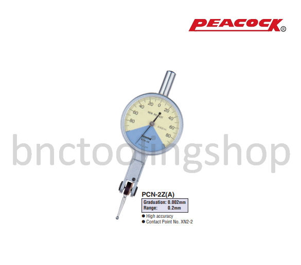 ไดอัลเทส ขนาด 0.2มิล ความละเอียด 0.002มิล,Special Type Test Indicators Range 0.2mm Graduation 0.002mm,Peacock,PCN-2Z(A)