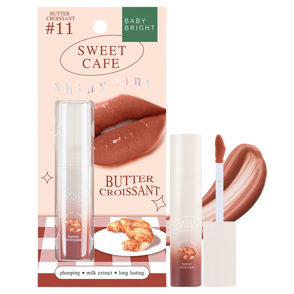 Baby Bright Sweet Cafe Shiny Tint #11 BUTTER CROISSANT 2.8g เบบี้ไบร์ท สวีทคาเฟ่ไชน์นี่ทินท์ 2.8g. ลิปทินท์เนื้อเจล ติ้นทาปาก สีชัด บางเบาไม่ตกร่อง สี 11 บัตเตอร์ครัวซอง