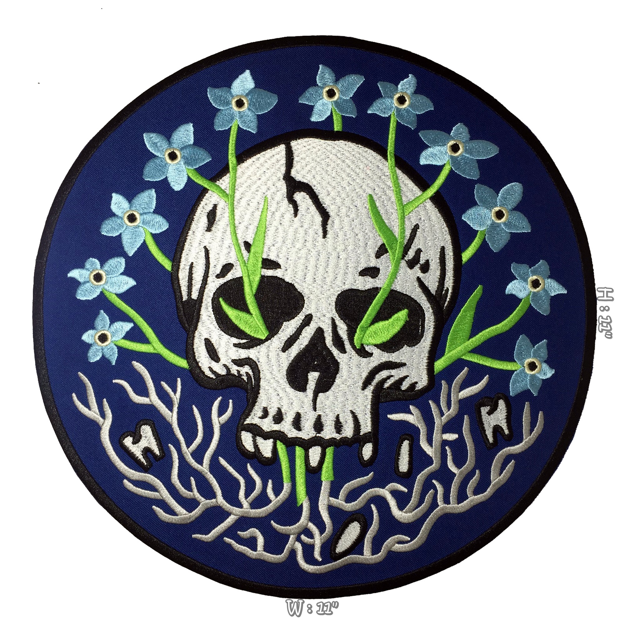 ดอกไม้แห่งความตาย ตัวรีดติดเสื้อ อาร์มรีด อาร์มปัก ตกแต่งเสื้อผ้า หมวก กระเป๋า แจ๊คเก็ตยีนส์ Embroidered Iron on Patch ไซส์ใหญ่