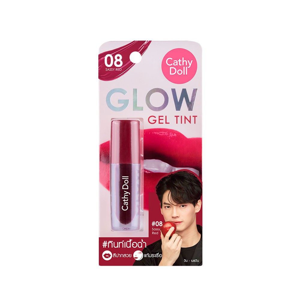 Cathy Doll Glow Gel Tint 2.4G #08 SASSY RED เคที่ดอลล์ ลิปทินท์เนื้อฉ่ำ โกลว์เจลทินท์ 2.4G สี 08 SASSY RED