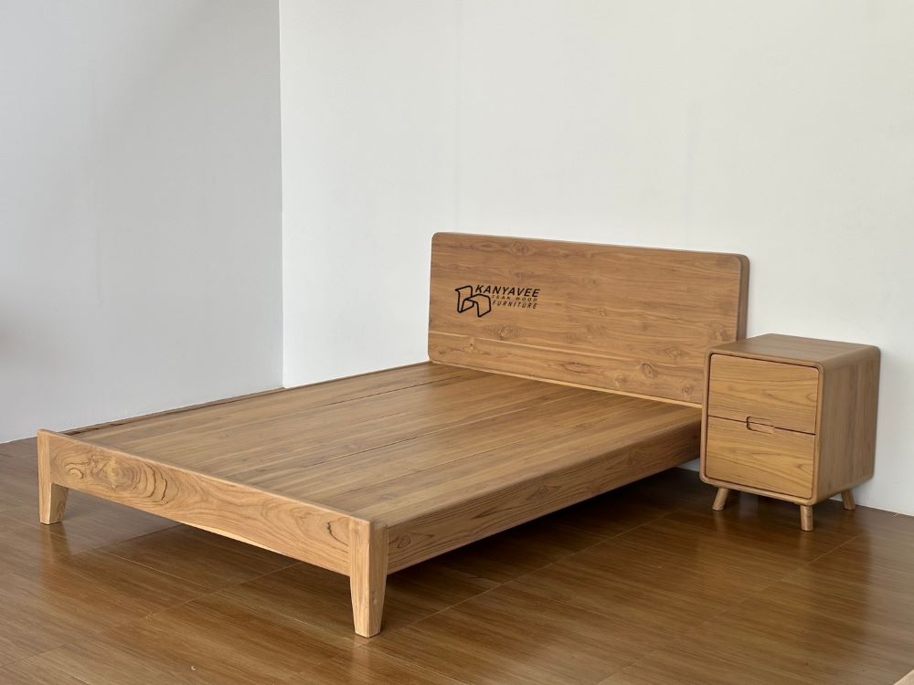 เตียงมินิมอลไม้สัก 5 ฟุต