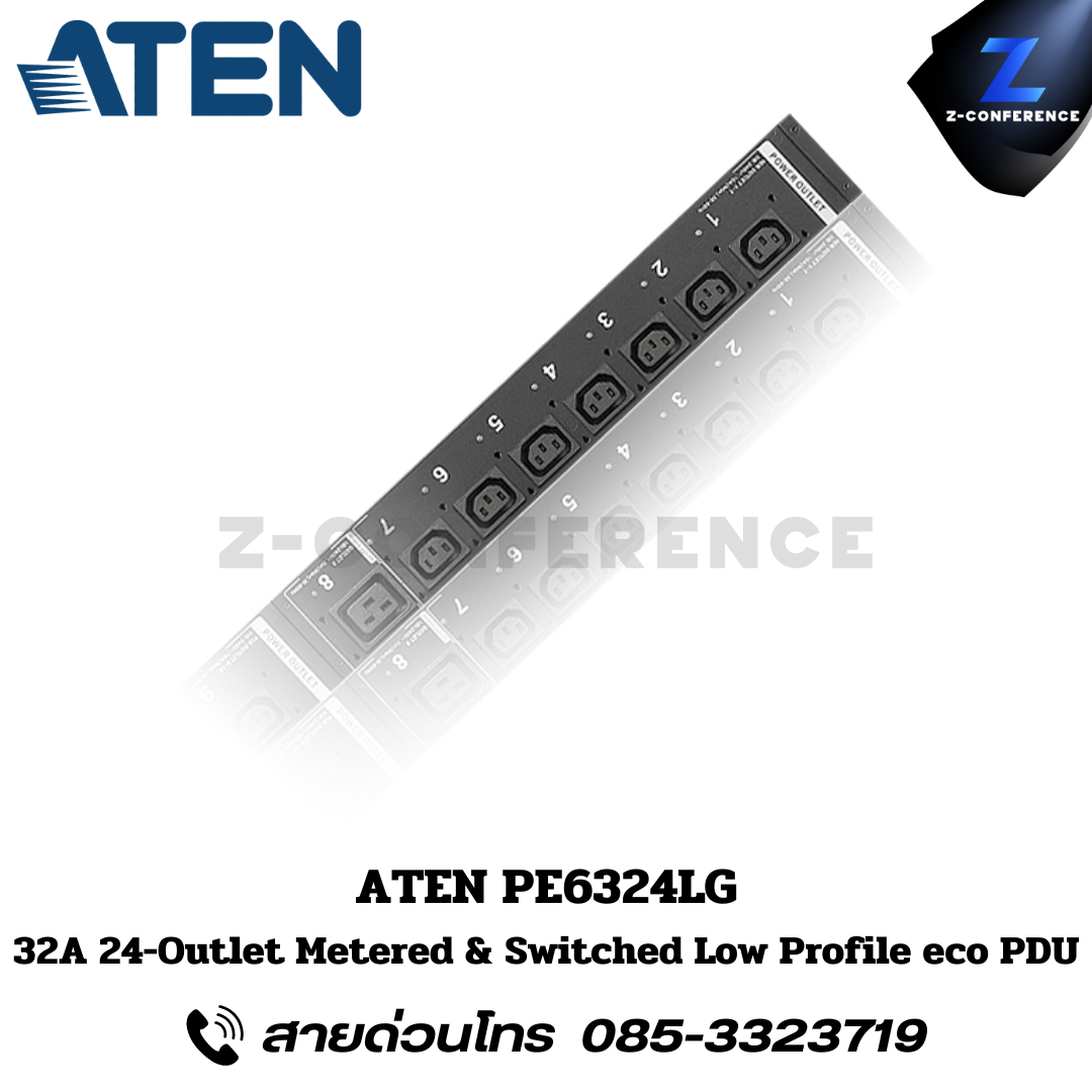 ATEN PE6324LG 32A 24-Outlet Metered & Switched Low Profile eco PDU Power Distribution Unit ระบบ ปิด-เปิด ไฟฟ้าอัจฉริยะ