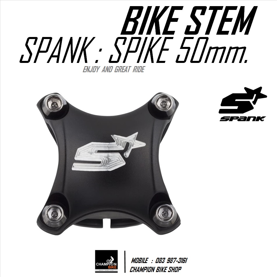 คอแฮนด์จักรยานสั้น สเต็มสั้น50mm SPANK : SPIKE RACE STEM -+0 Deg. ยาว50mm สีดำด้าน