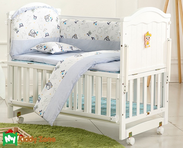 เตียงนอนเด็กไม้สีขาว (WW1) รุ่นอเนกประสงค์ปรับใช้ได้หลายฟังชันก์ B10142