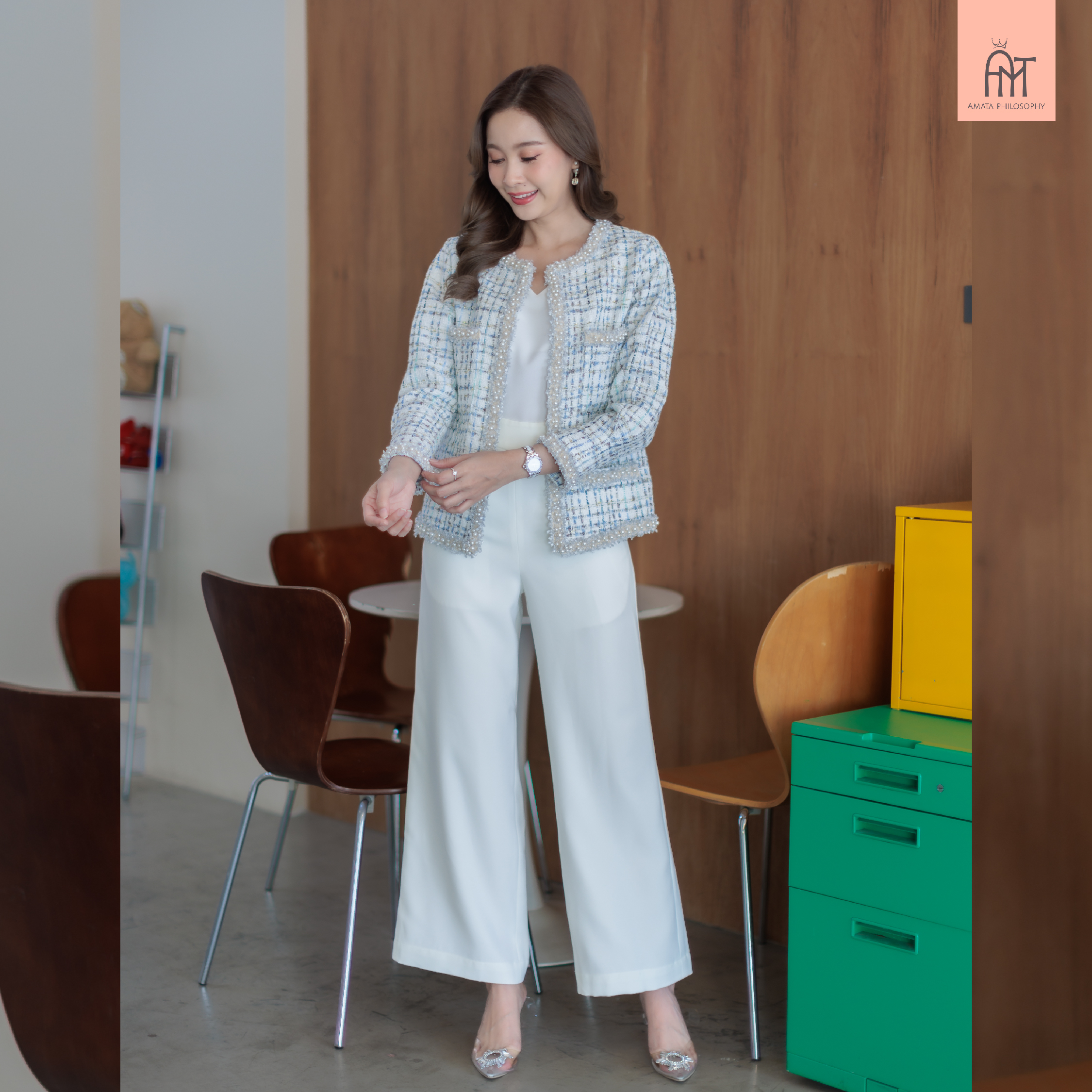 AMATA กางเกง CLASSIC FAIR ชมพู น้ำเงิน ขาว