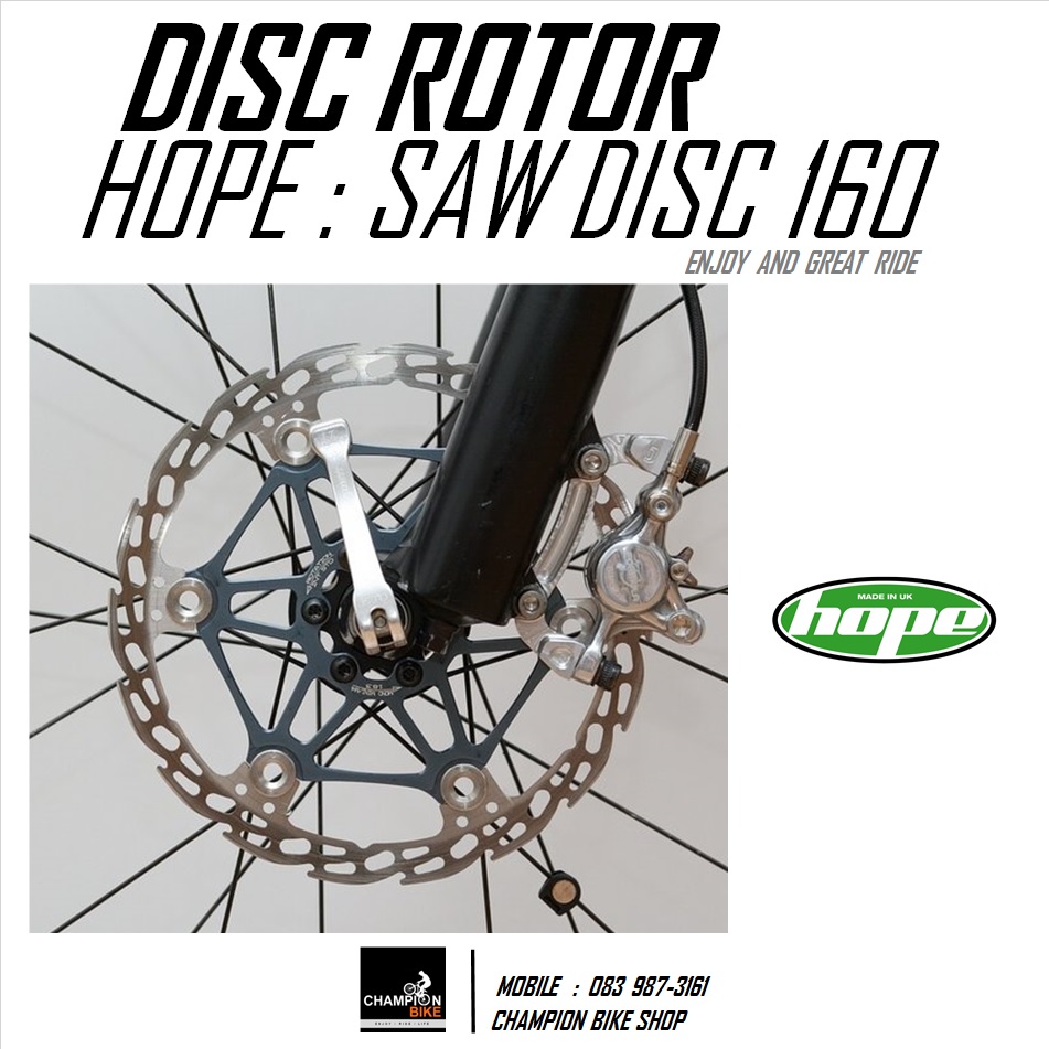 ใบดิส HOPE : SAW FLOAT BIKE DISC BRAKE ROTOR 160mm 6รู สีเทา GunSmoke (2ใบ)