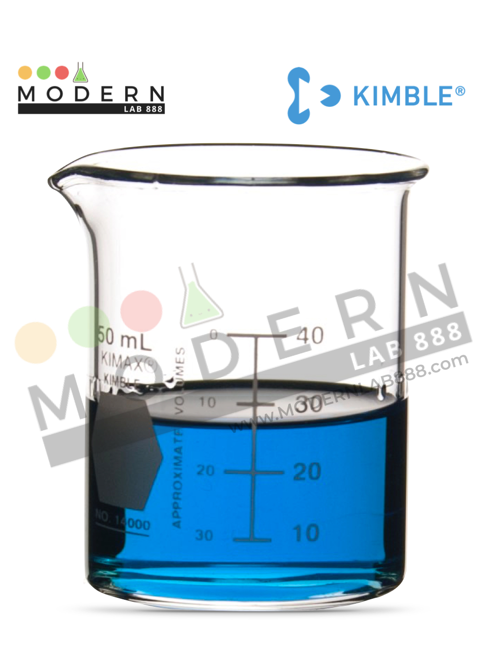 50ml. บีกเกอร์ทรงเตี้ย / 50ml. Low Form Griffin Beakers