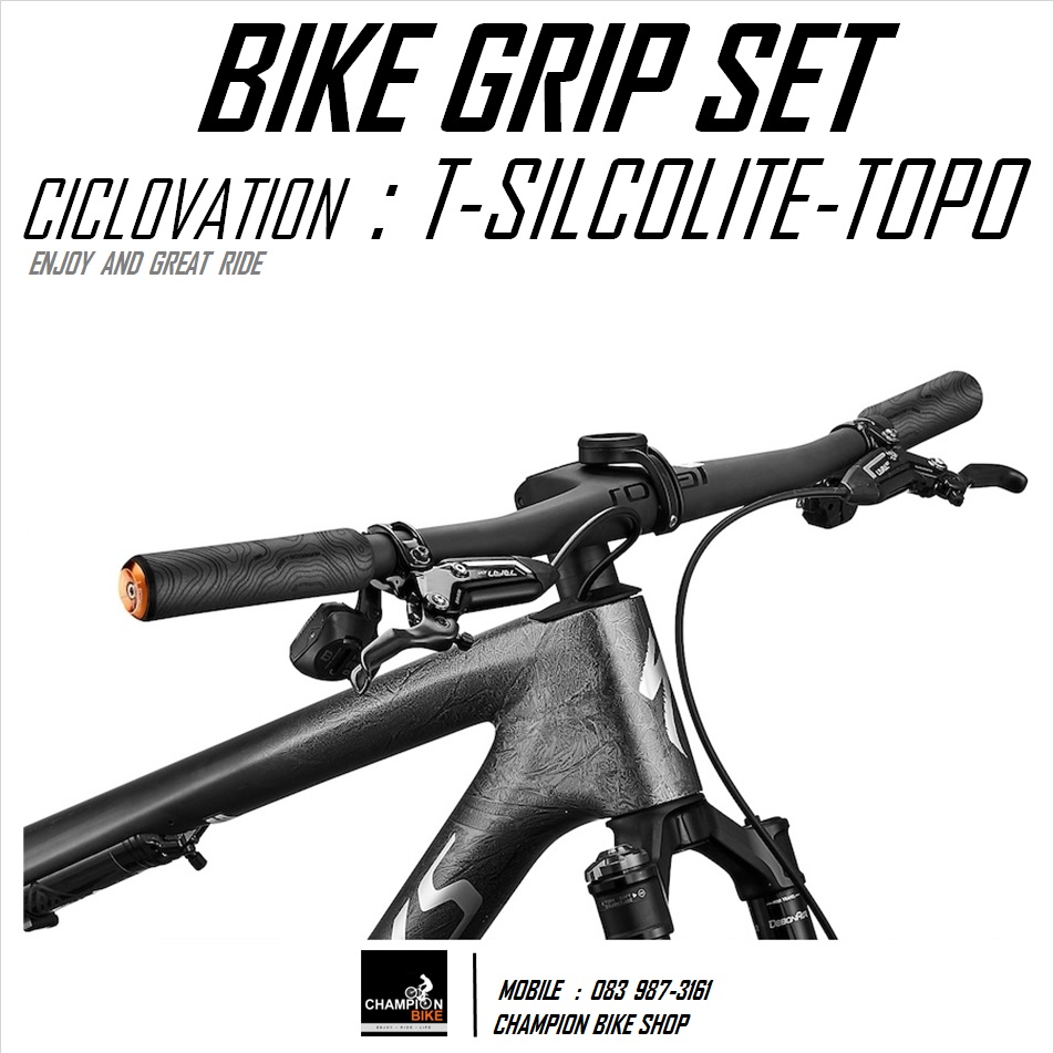 ปลอกแฮนด์ซิลิโคน เกรดคุณภาพ CICLOVATION : TRAIL SILCOLITE-TOPO BIKE GRIP สีดำ-ส้ม