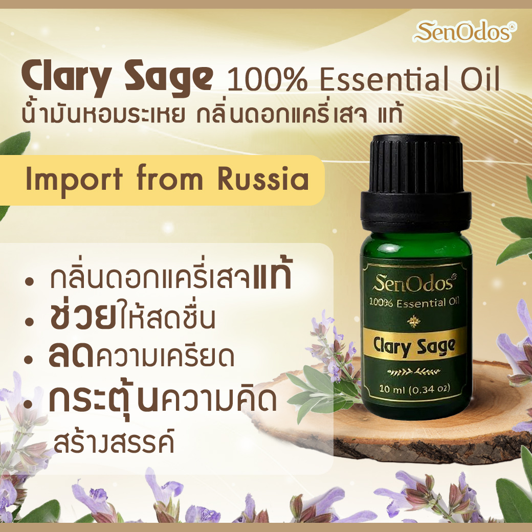 SenOdos Clary Sage Pure Essential Oils น้ำมันหอมระเหยแท้ กลิ่นแครี่เสจ 10 ml.