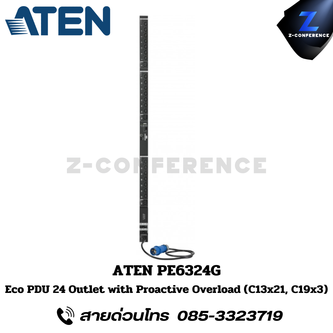 ATEN PE6324G Eco PDU 24 Outlet with Proactive Overload (C13x21, C19x3) Power Distribution Unit ระบบ ปิด-เปิด ไฟฟ้าอัจฉริยะ