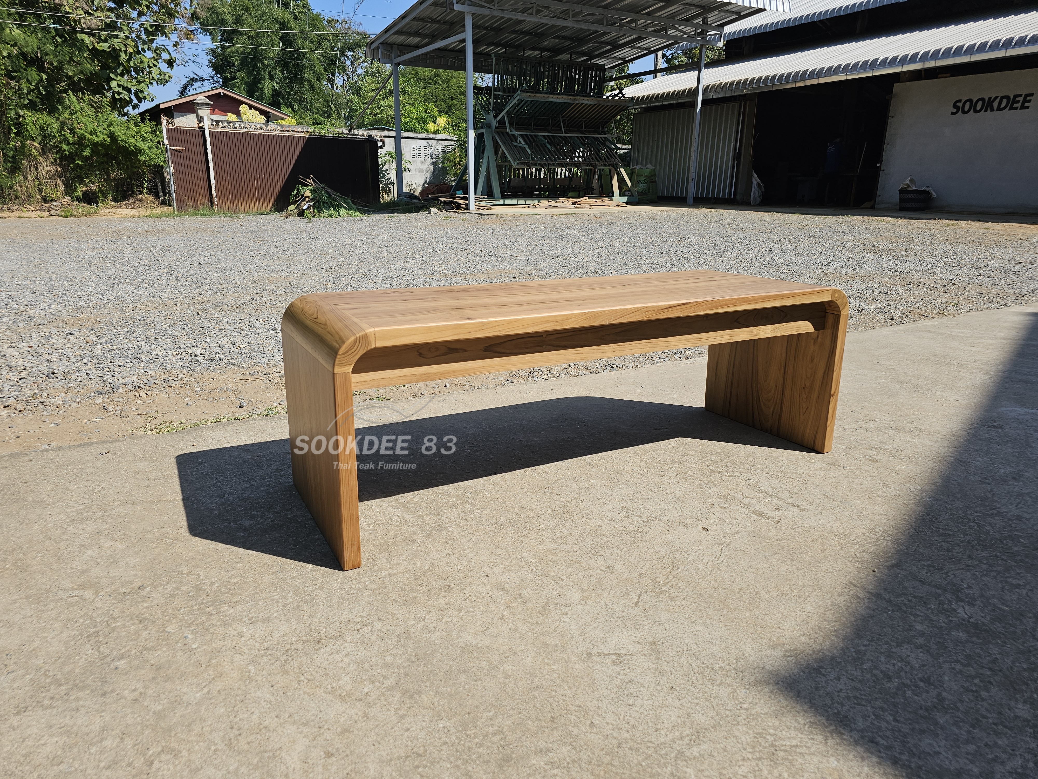 ม้านั่งมุมโค้ง 1.5 ม. (สีสัก)