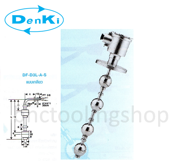 ลูกลอยวัดระดับของเหลวแบบก้านสแตนเลส,Level Switch,Denki,DF-D3L-A-S