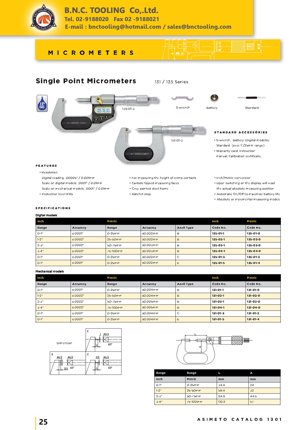 ASIMETO,P25,Single Point Micrometers,135-01-0