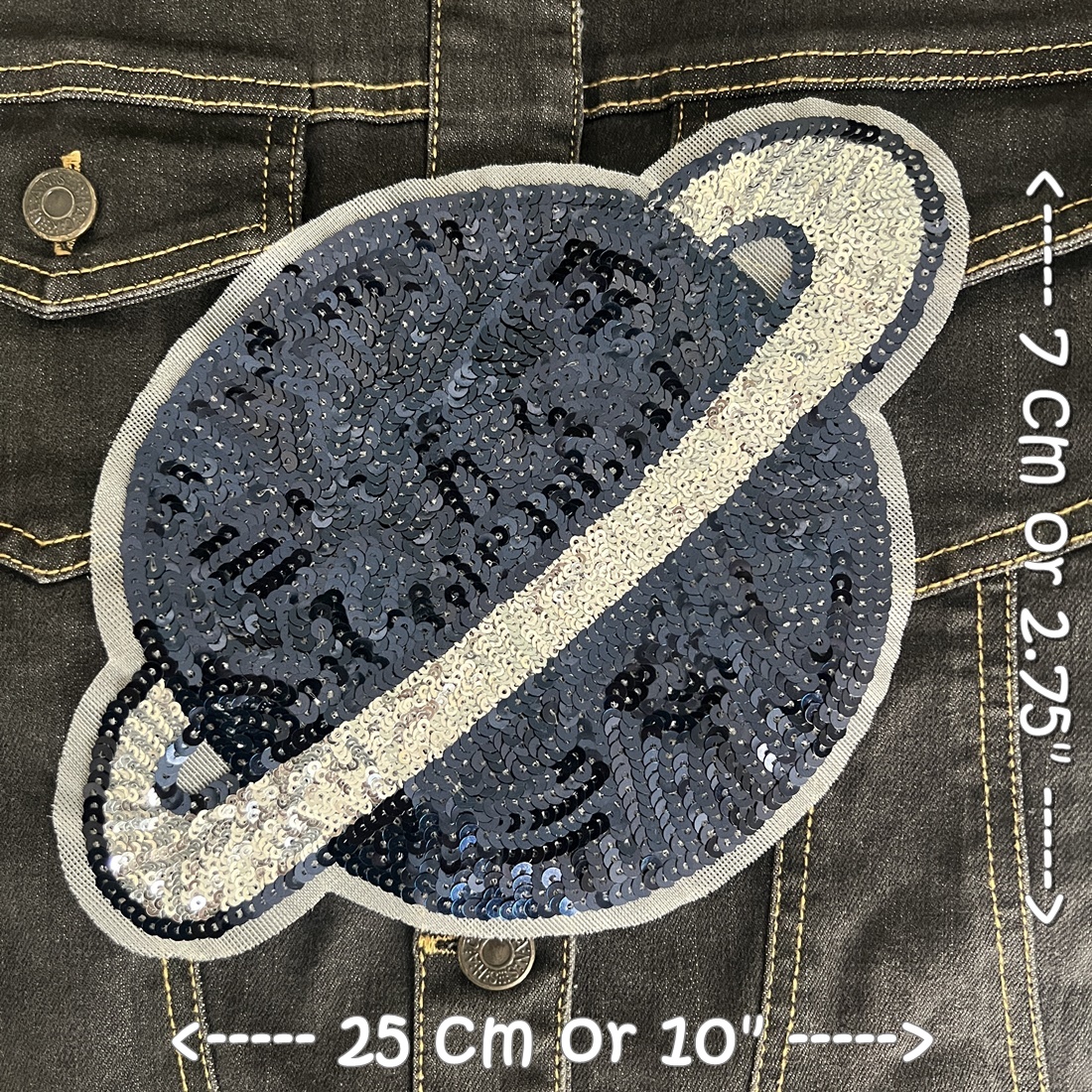 ดาวเสาร์ เลื่อมวิ้ง ตัวรีดติดเสื้อ (รุ่นไม่มีกาว) เย็บติด ตกแต่งเสื้อผ้า หมวก กระเป๋า แจ๊คเก็ตยีนส์ Cute Embroidered Sewn on Patch