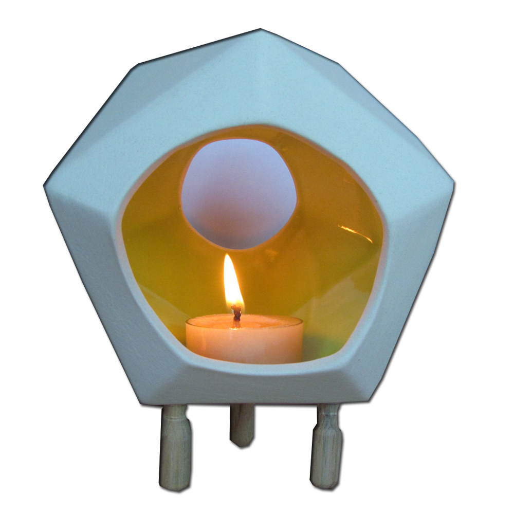 เชิงเทียน ที่วางเทียนหอม อโรม่า เซรามิค รูปทรงเรขาคณิต (สีเขียว) / Handmade Ceramic Tealight Candle Holder (Geometric Shape)