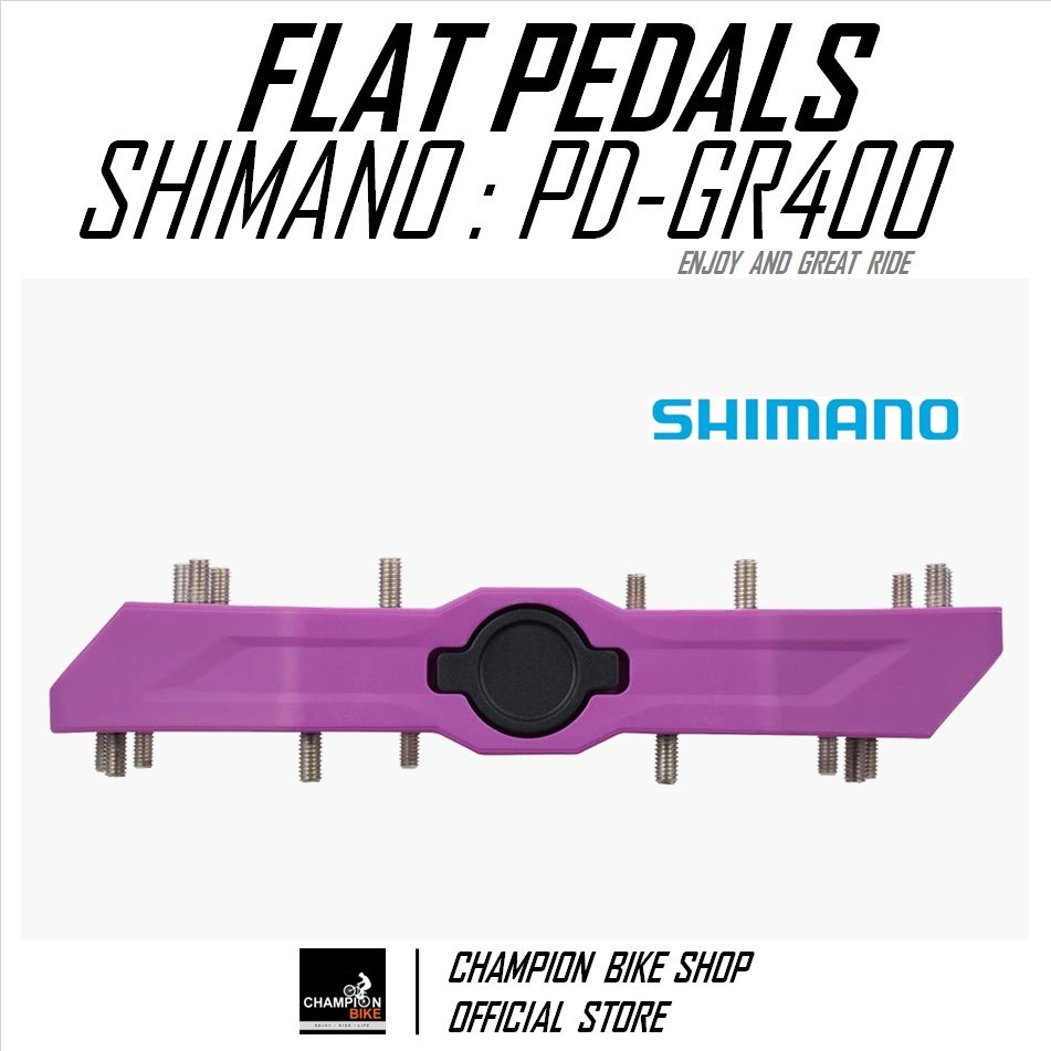 บันไดเสือภูเขา บันไดทัวร์ริ่ง บันไดซิตี้ไบค์ SHIMANO : PD-GR400 AM TL MTB FLAT PEDALS สีม่วง