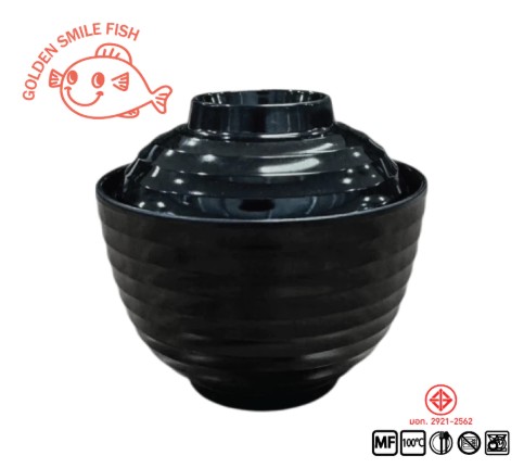 ถ้วยซุปมิโซะ ถ้วยซุปมิโสะ ญี่ปุ่น มีฝาปิดมีลอน ดำด้าน ดำแดง กระดองเต่า ขนาด 4 นิ้ว