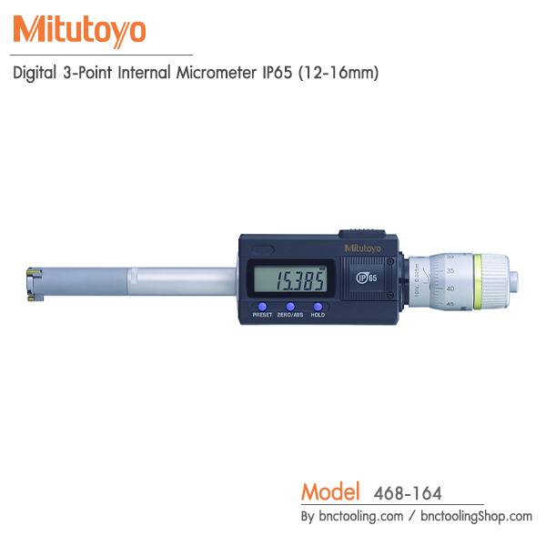 Mitutoyo,Digital 3-Point Internal Micrometer IP65 (12-16mm),468-164