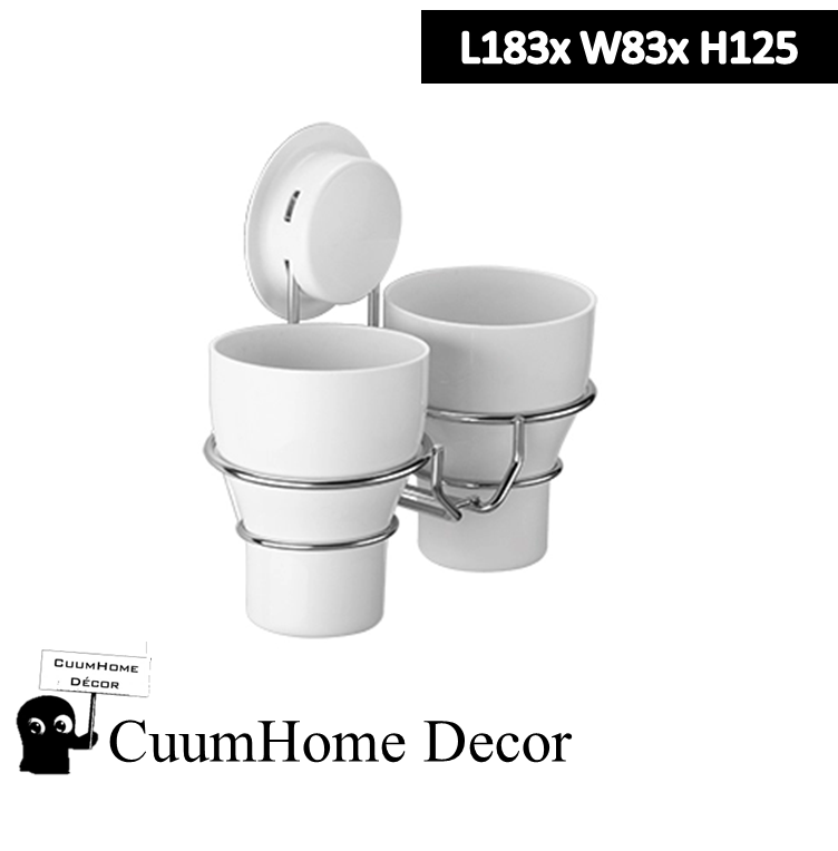 VR-38 ถ้วยวางแปรงแบบ His & Her ไม่ต้องเจาะผนัง