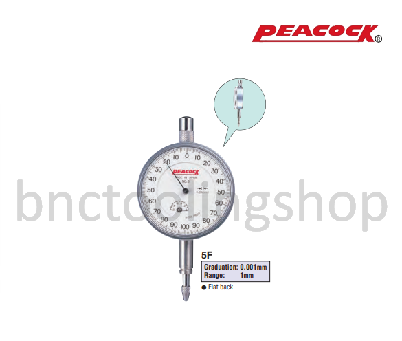ไดอัลเกจขนาด 1มิล ความละเอียด 0.001มิล,Standard Dial Gauges Range 1mm Graduation 0.001mm,Peacock,5F