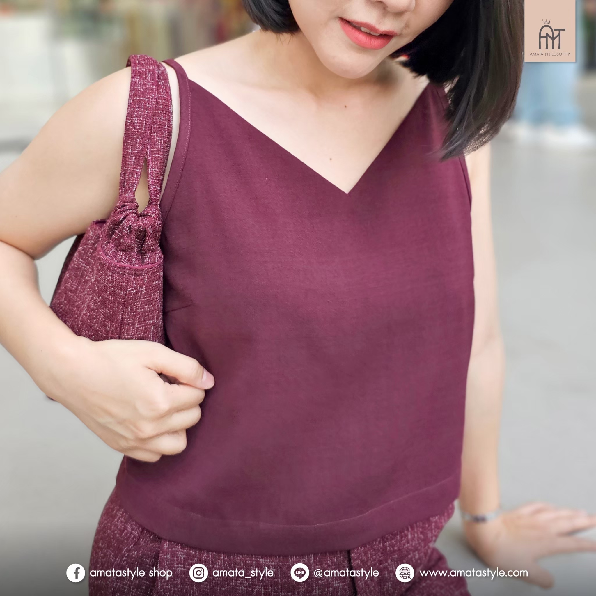 AMATA Tank Top แดง ดำ ขาว ม่วง
