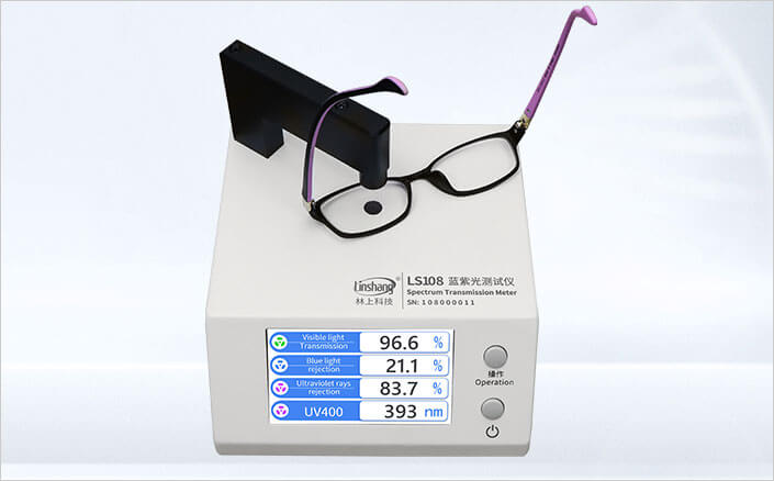 LINSHANG LS108,Spectrum Transmission Meter LS108, 430nm Blue Light 395nm Purple Light VLT and UV400 Anti-blue Glasses 1mm Test Aperture,