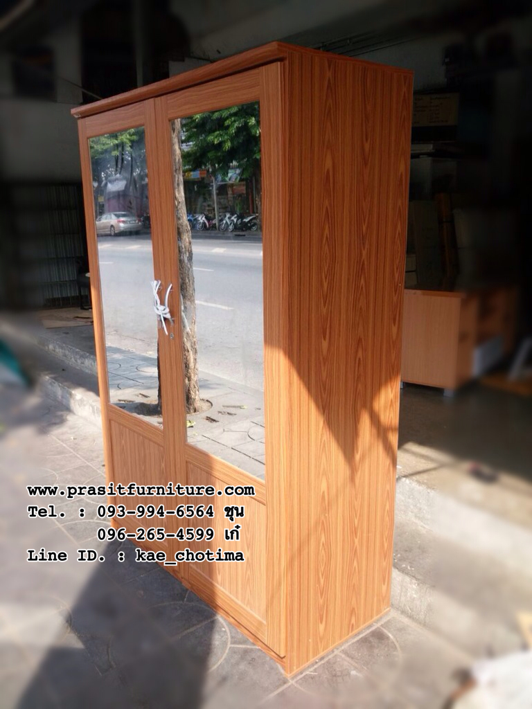 ตู้เสื้อผ้า ขนาด 120 ซม. กระจก 2 บาน รุ่น WR180G2