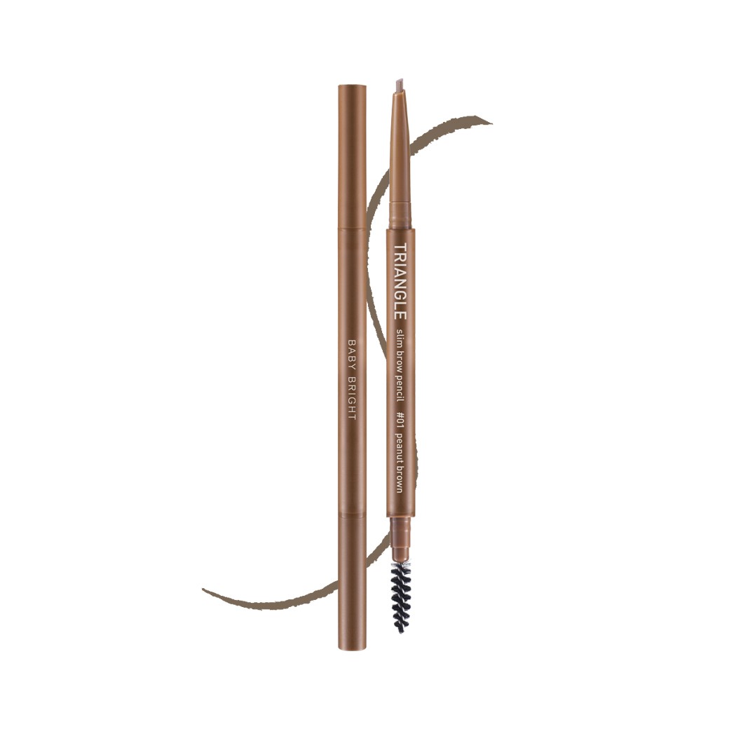 Baby bright triangle slim brow pencil 0.07G #01 Peanut Brown เบบี้ไบร์ท ดินสอเขียนคิ้วหัวสามเหลี่ยม ไทรแองเกิลสลิมบราวเพนซิล 0.07G สี 01 Peanut Brown