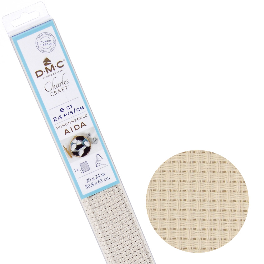 DMC ผ้า aida punch needle 6 ct 100% cotton made in france
