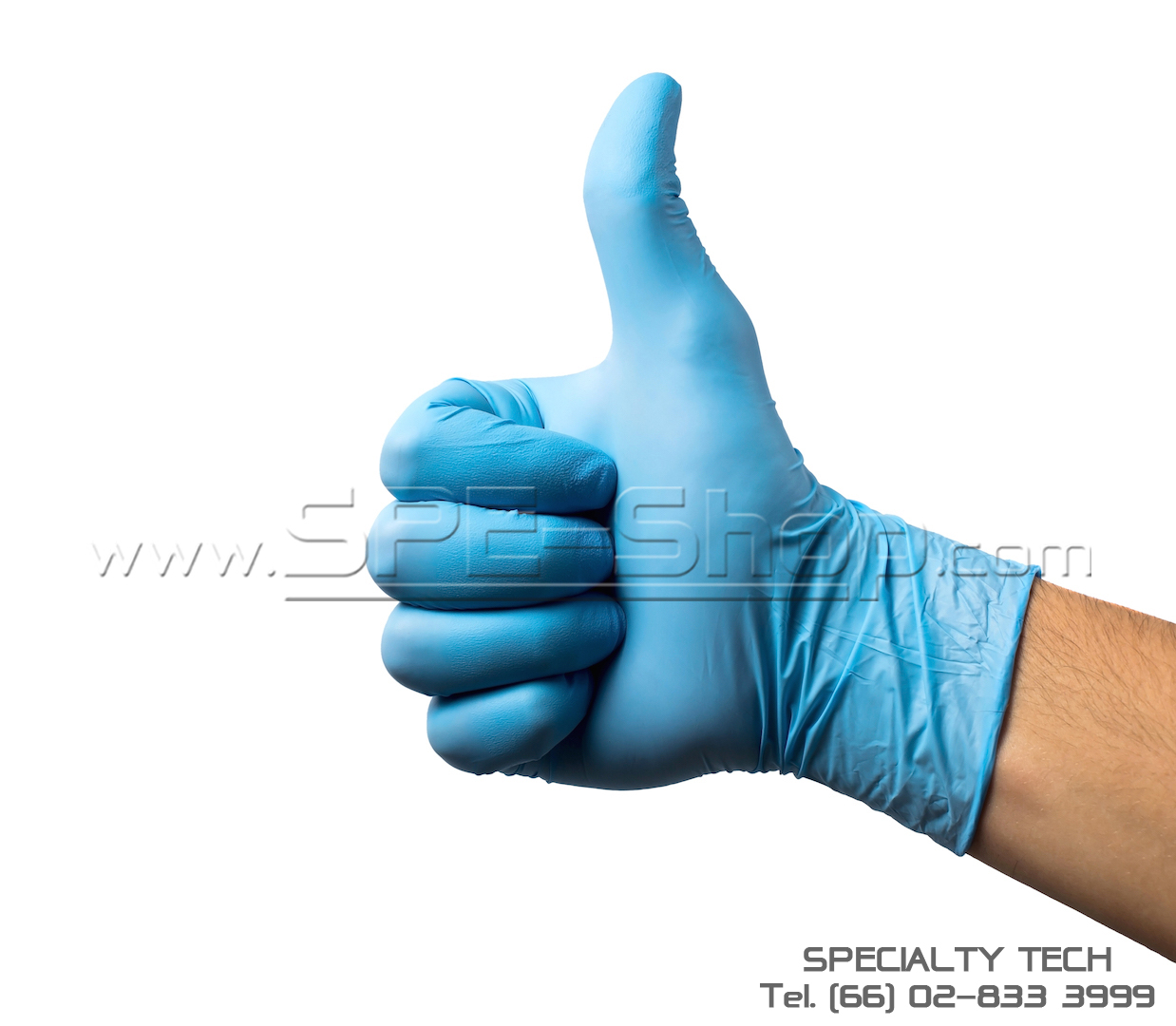 ถุงมือไนไตรสีฟ้า Cleanroom class 100-1,000 (Blue Nitrile Glove)