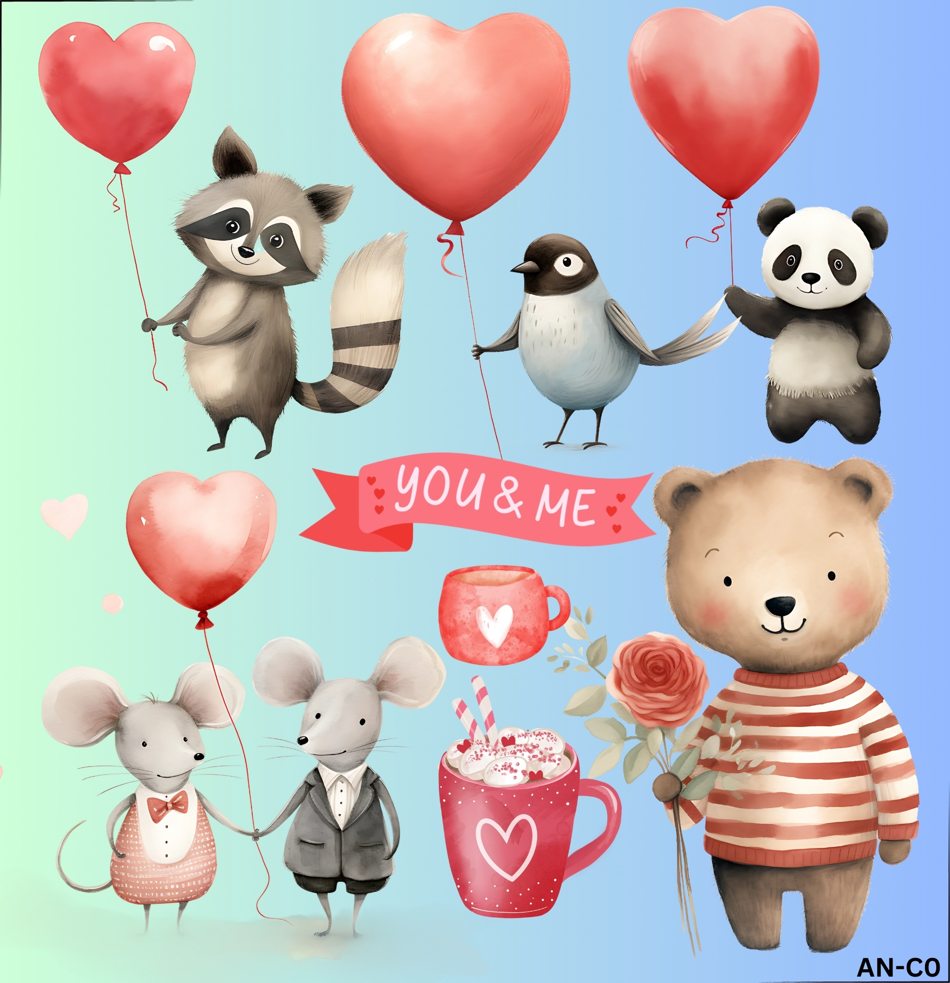 ตัวรีดติดผ้า ตัวรีดติดเสื้อ แบบสติกเกอร์ เซท วาเลนไทน์ พิมพ์ลาย สกรีนลาย ฟิลม์ DFT DTF