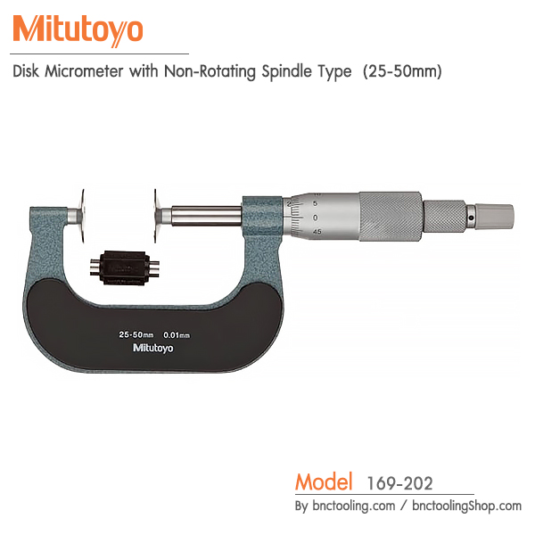 Mitutoyo,Disk Micrometer with Non-Rotating Spindle Type (25-50mm),169-202