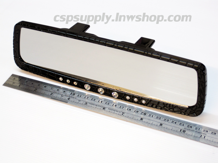 กระจกมองหลัง ลายหนังจระเข้ดำ ฝังคริสตัล MYCARR (ไต้หวัน)