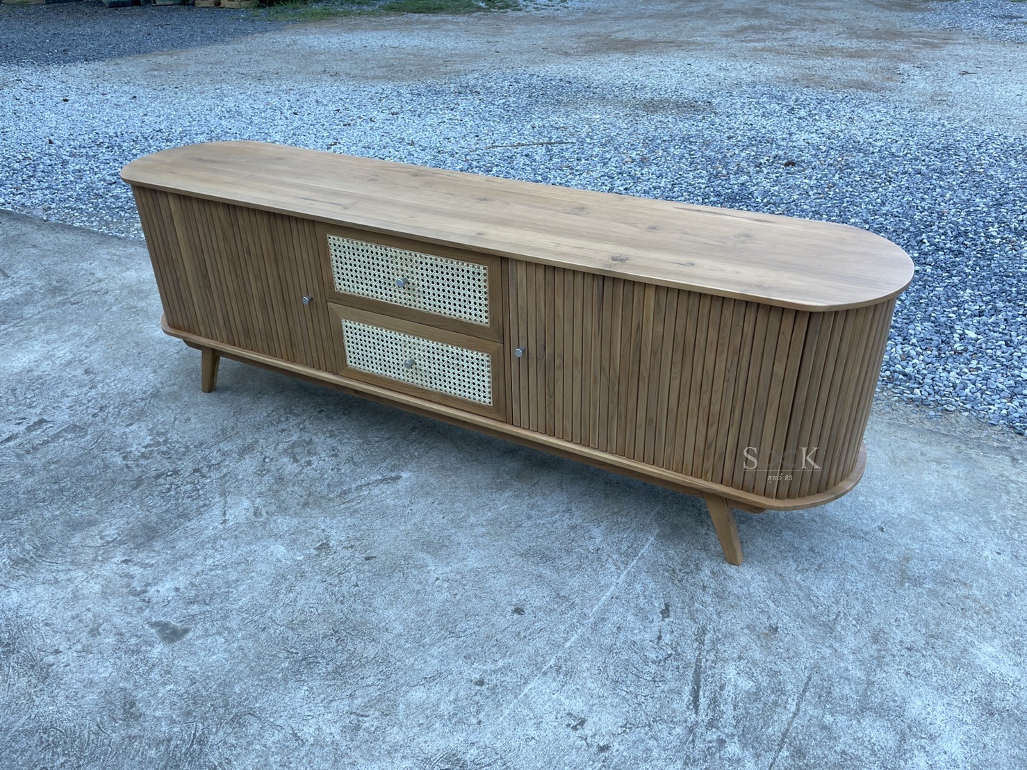 ไซด์บอร์ดซี่ลอนลิ้นชักหวาย (สีสัก)