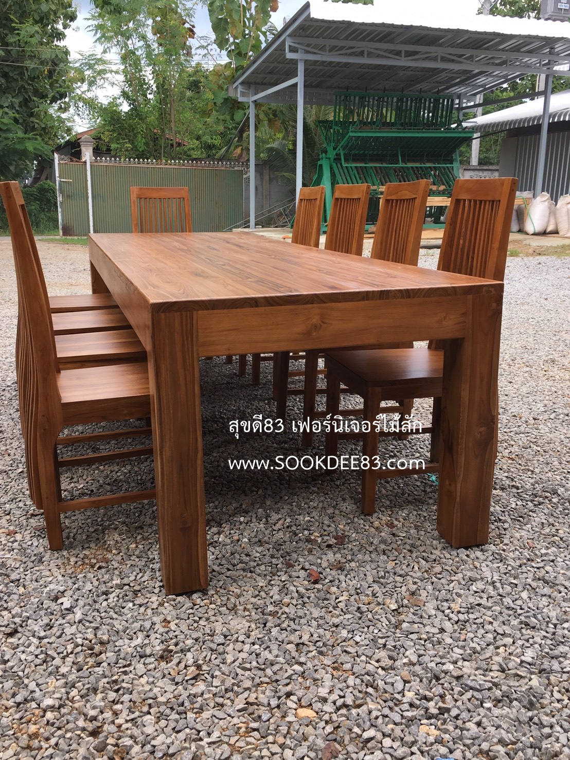 ชุดโต๊ะกินข้าวขาตรง 3.5 ม. เก้าอี้กระโปรง 9 ตัว
