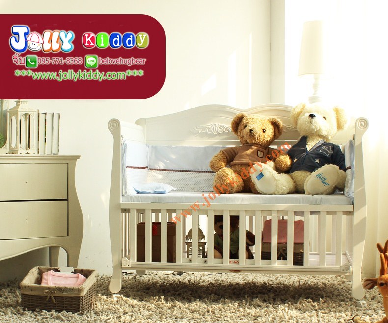 เตียงไม้สีขาว premium grade สำหรับเด็ก มัลติฟังชั่น สไตล์ยุโรป สินค้าคุณภาพ TP21045 (WD3)