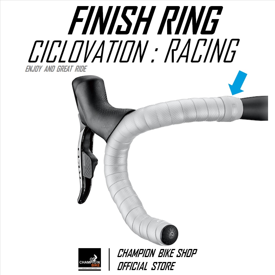 ซิลิโคนรัดปลายผ้าพันแฮนด์เสือหมอบ สีขาว CICLOVATION : RACING - SILICONE FINISH RING FOR HANDLEBAR TAPE