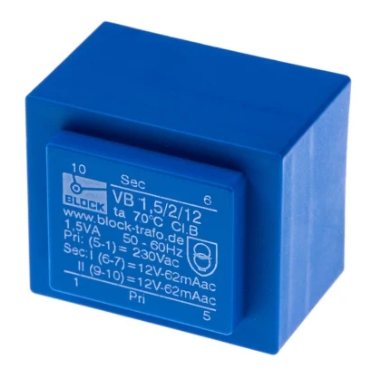Block 12V ac 2 Output Through Hole PCB Transformer
