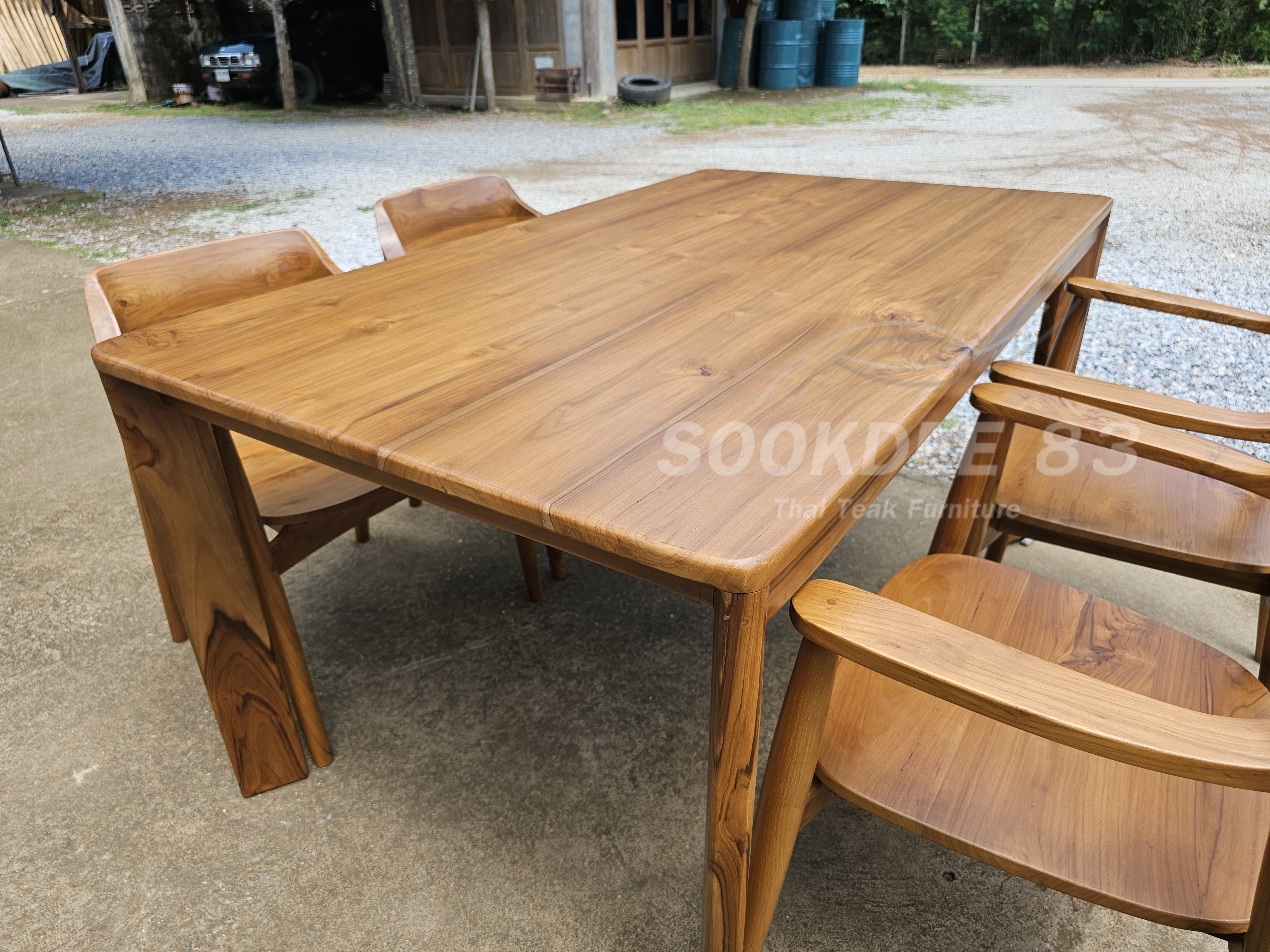 ชุดกินข้าวโต๊ะขาระพี 1.5 ม. เก้าอี้ฮิโรชิมา 4 ตัว